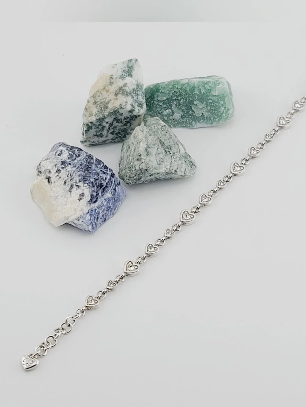 Brighton Meridian "Love Notes" Bracelet! Swarovski Crystal Inset In Heart Links! - Picture 2 of 11